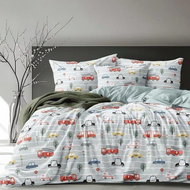BIOSIBEDDING Sprei Katun Jepang Motif Anak Cowok Mobil Cars Kartun Karakter Mickey - Sprei Murah Sur