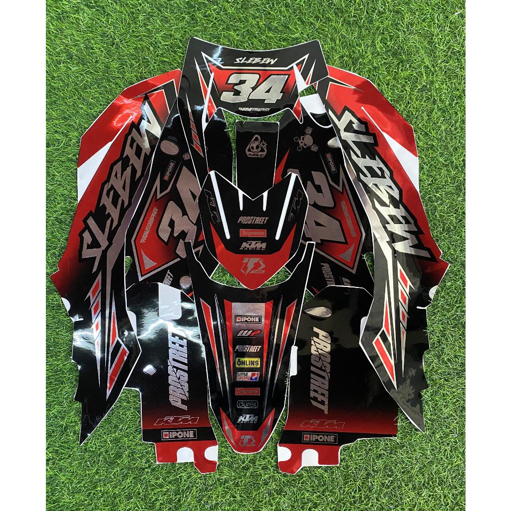 STIKER DECAL KAWASAKI D-TRACKER CHROME MERAH HITAM SUPERMOTO FULL BODY