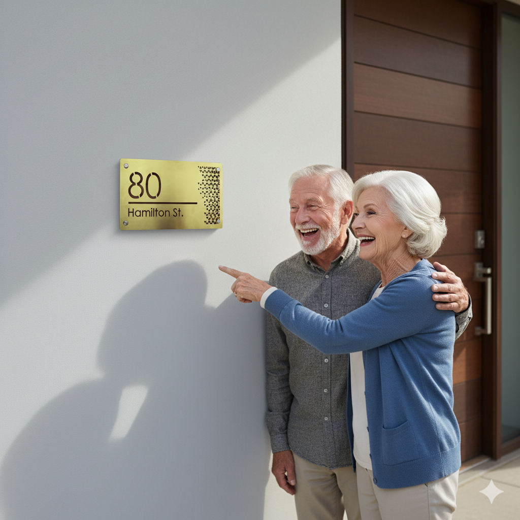 Nomor Rumah Gold Stainless Steel Dengan Motif