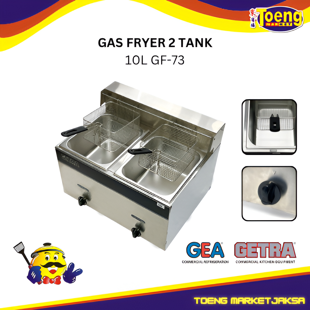 Alat Penggorengan Getra - Deep Fryer 2 Tank - GAS FRYER 2 TANK 10L GF-73 GETRA