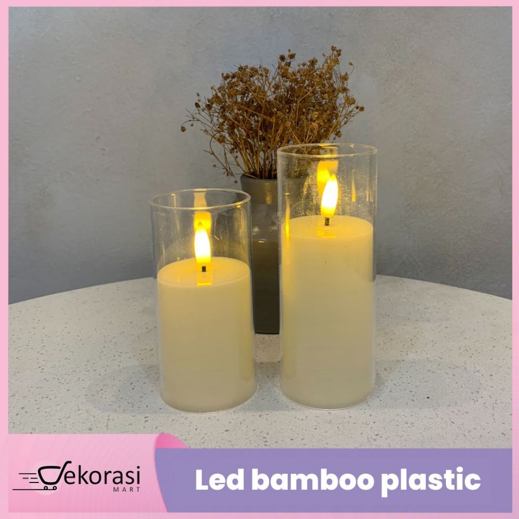 LED Lilin Bamboo Plastic/ Lilin dekorasi / Lilin pajangan / Lilin LED/lilin natal/dekorasi natal/hia
