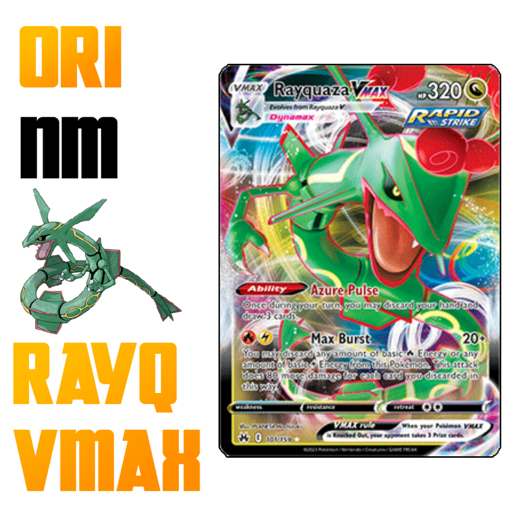 Kartu Pokemon TCG RayquazaVMAX Rapid strike ori
