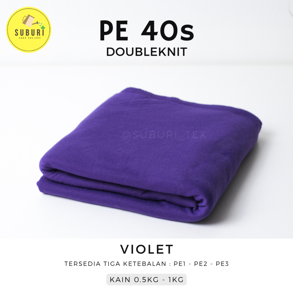 SUBURINDO TEXTILE | KAIN KAOS PE DOUBLE KNIT 40s KILOAN | KAIN SETENGAH KILO | KAIN WARNA VIOLET | W