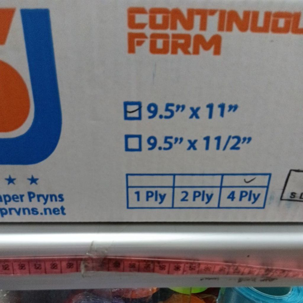 

continuous form 4 ply full. 1 bok