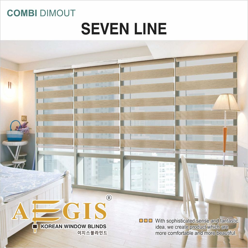 Erihome Aegis Combi Blind Dimout Seven Line | Roller Blind Premium Anti UV