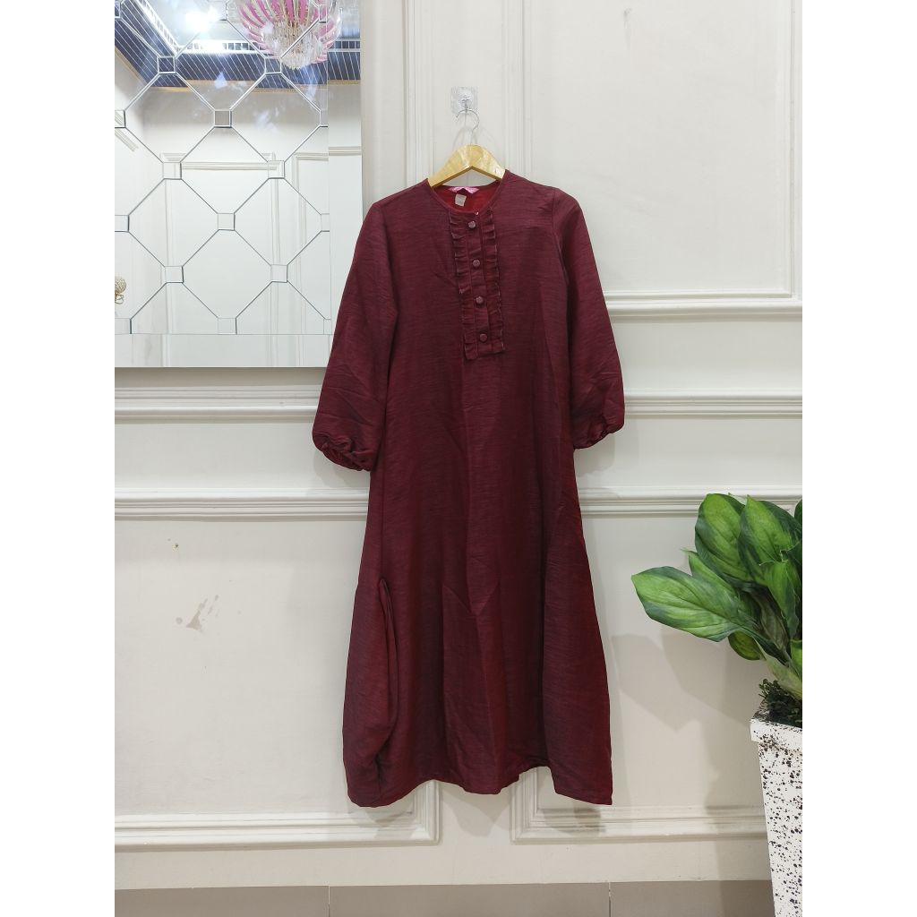 gamis wanita merah marun