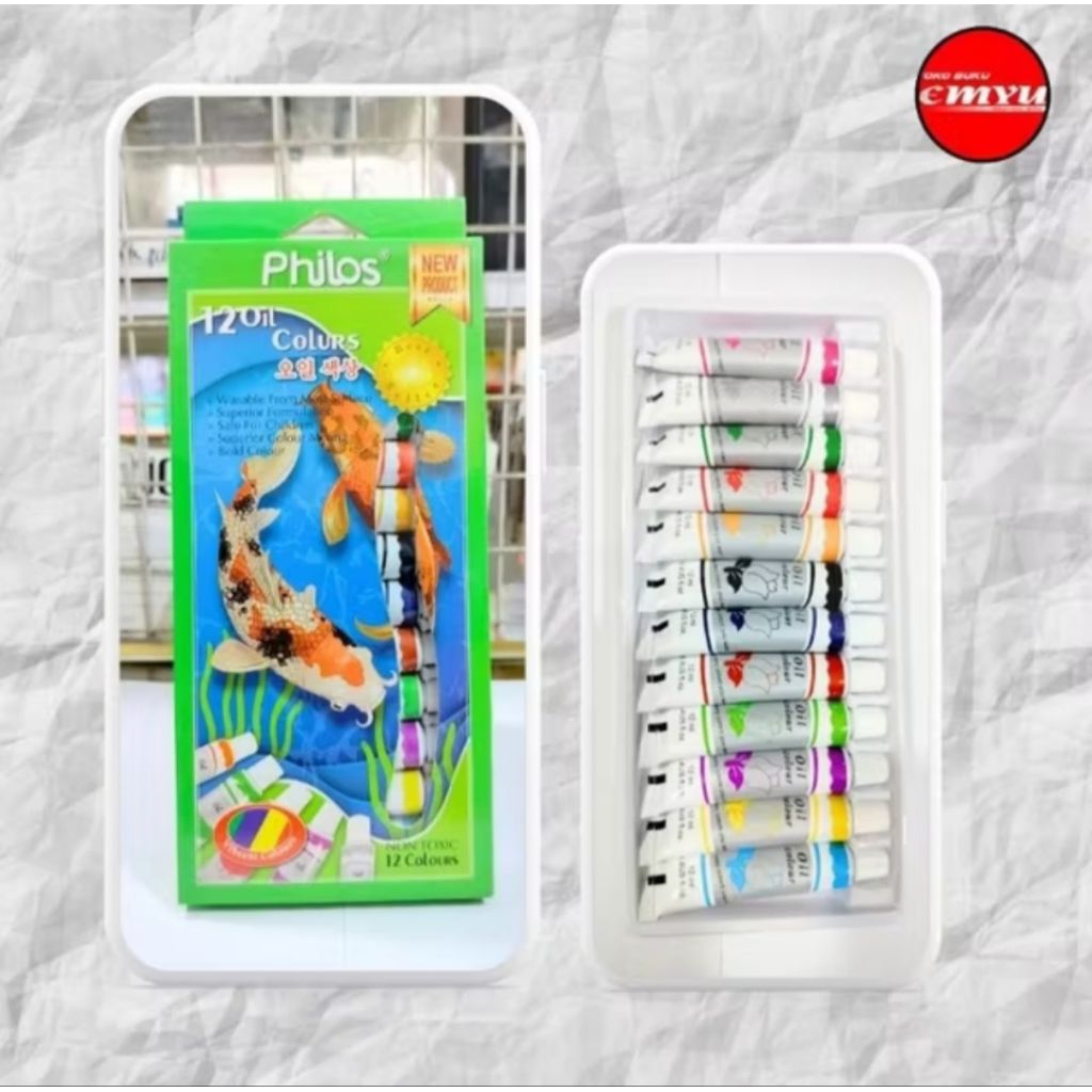

(PCS) Oil Colour / Cat Minyak 12 Warna Philos 12 8087 (Min. order 3 PCS)