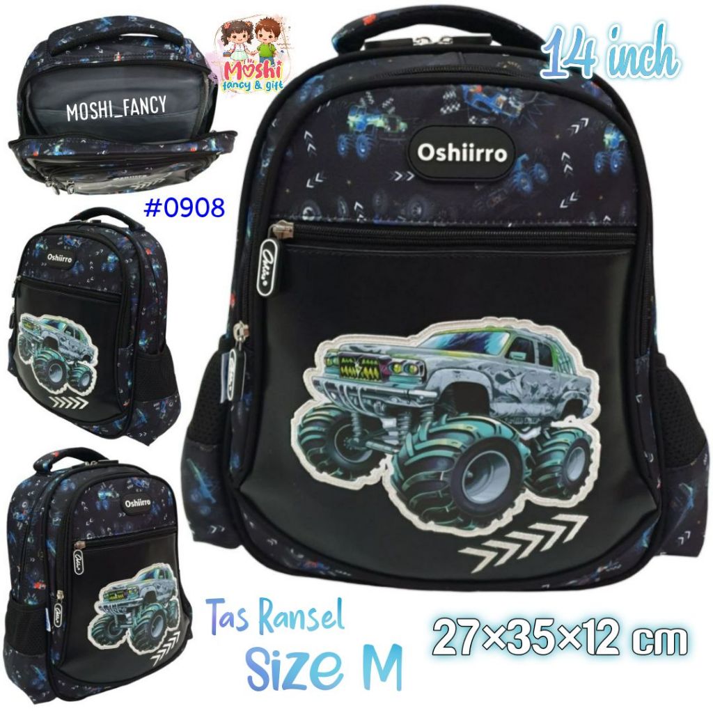 Tas Ransel Racing Car Jeep Hitam / Tas Anak Laki-Laki Motif Mobil ukuran SD kelas 1 sampai kelas 3 /