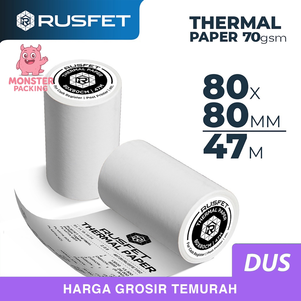 

Paper Thermal Struk Kasir Barcode Rusfet 80x80mm Dus