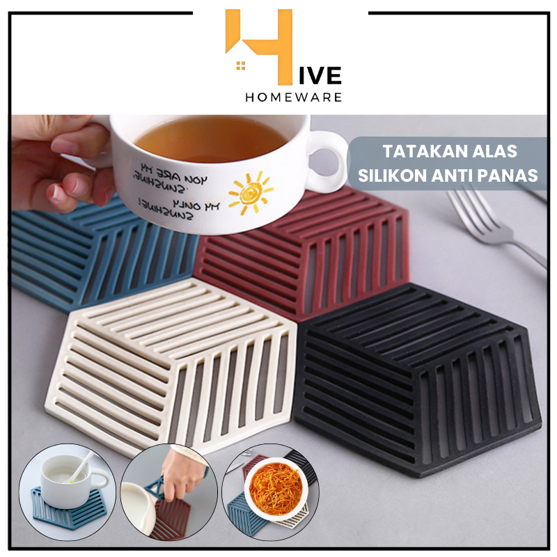 HIVE Tatakan Alas Gelas Piring Panci Silikon Anti Panas Meja Makan / Alas Tatakan Mangkok Karet Unit
