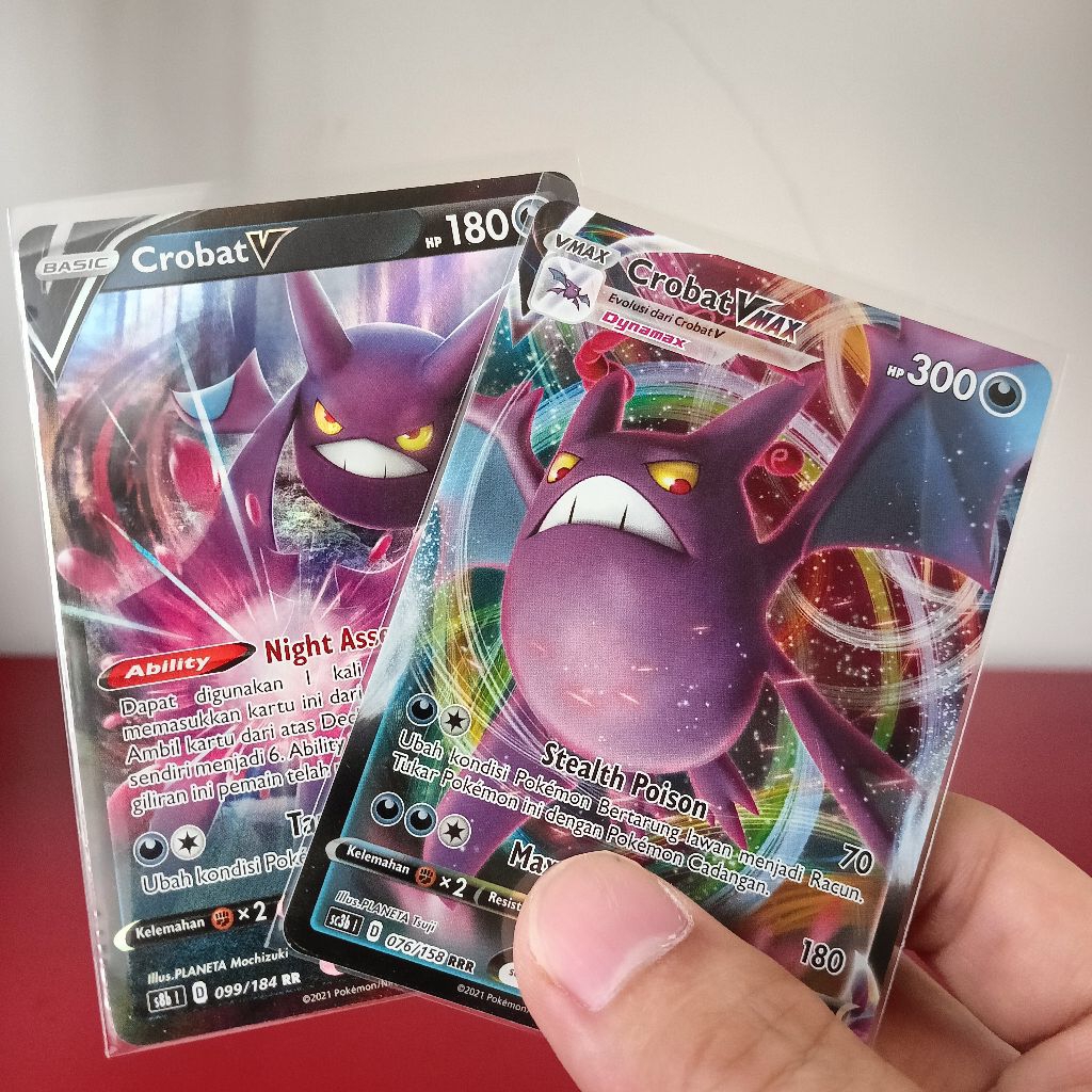 Kartu TCG pokemon Indonesia Original (Crobat V + VMax take all)