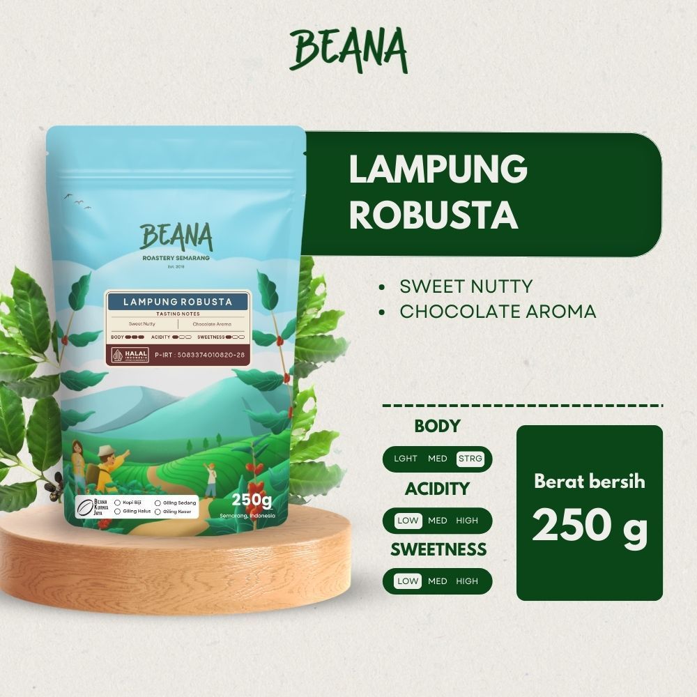 

Beana Roastery - Lampung Robusta Coffee Roasted Beans | Biji Kopi Bubuk 250gr