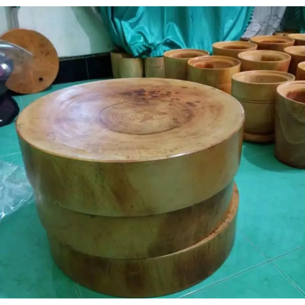 talenan bulat diameter 30 cm tebal 10 cm kayu jati talenan murah