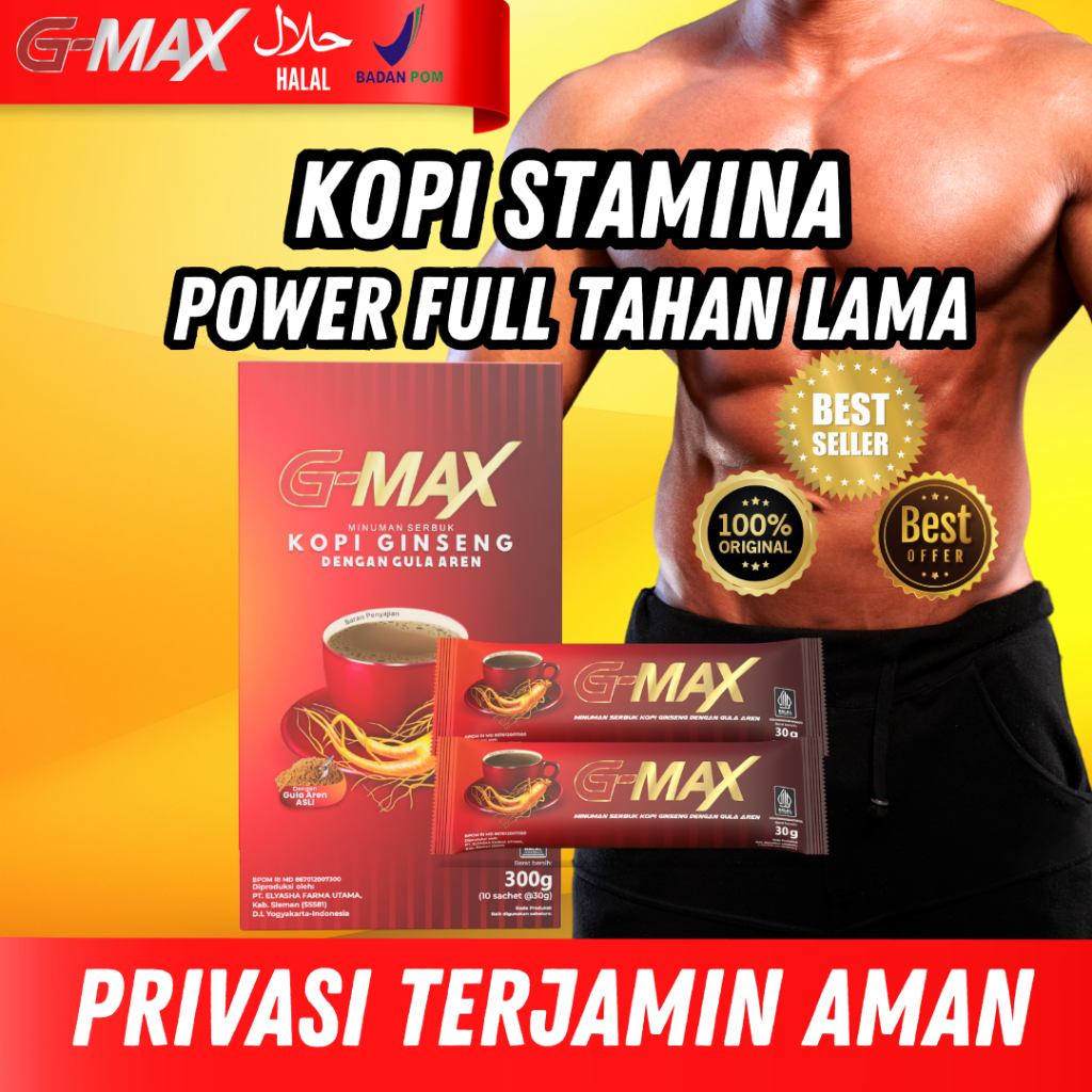 

KOPI G MAX Kopi Ginseng Stamina Pria Dewasa Kuat Tahan Lama BPOM 1 box 10 sachet