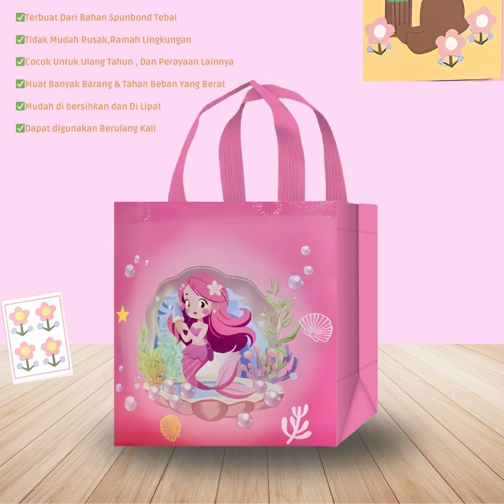 

Tas Goodiebag Anak Motif Putri Duyung/Goodie Bag Mermaid Pink/Tas ulang tahun anak/tas souvernir anak