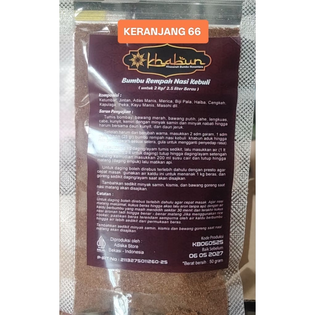 

Bumbu Kebuli Khabun 50 gr