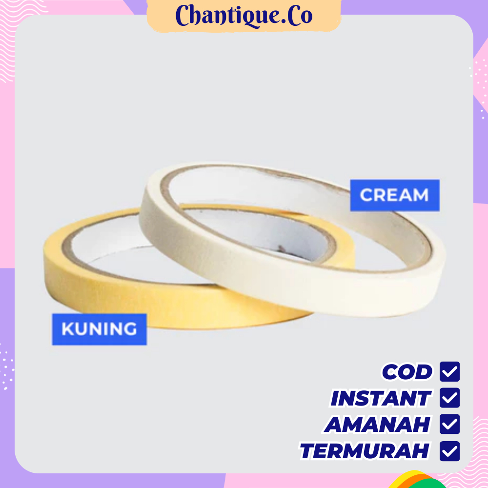 

Lakban Kertas / Masking Tape Cream / Kuning 12mm x 10 Meter | 1 Pcs/Roll (Satuan) | Lakban Murah Berkualitas