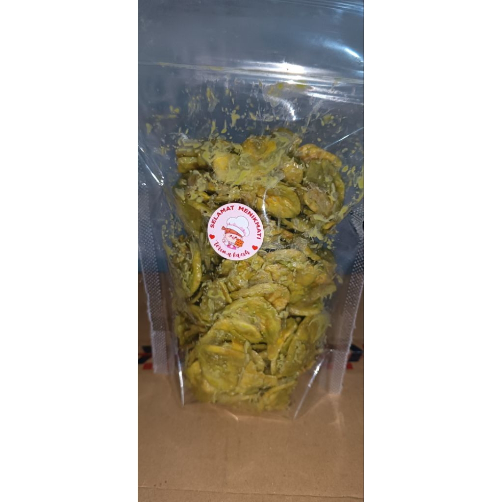 

Kripik pisang rasa matcha lumer