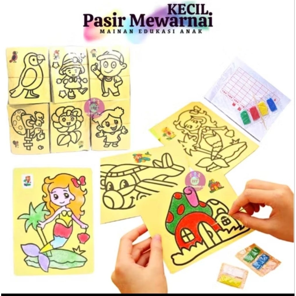 mainan pasir kecil mewarnai/mewarnai pasir/mainan edukasi anak