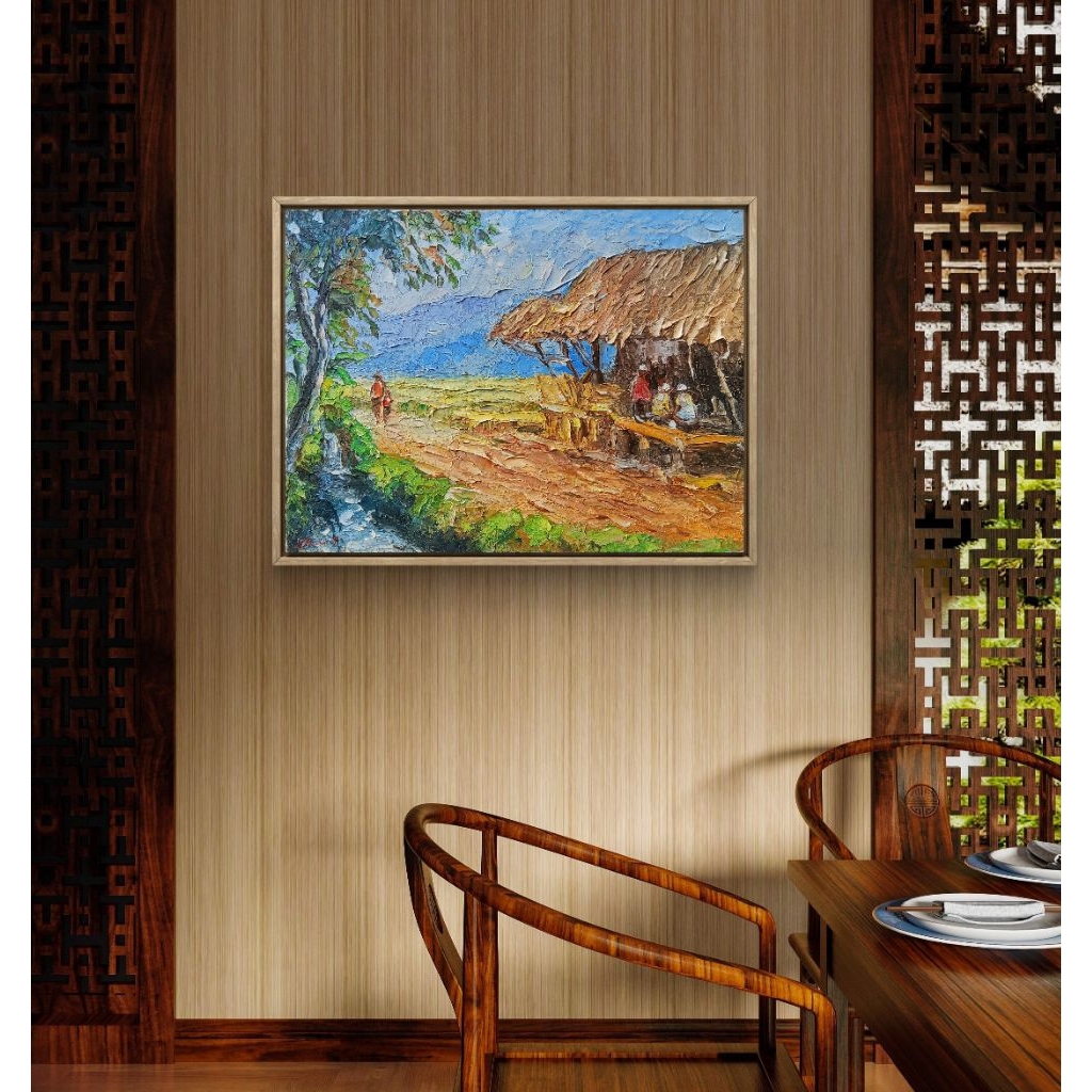 

Lukisan Pedesaan oil on palet lengkapFrem minimalis