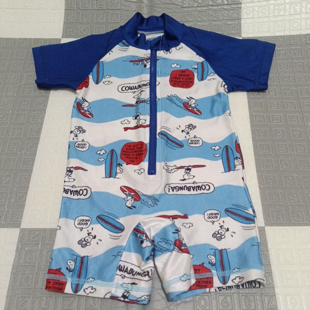 Preloved second romper baju renang anak laki laki biru snoopy
