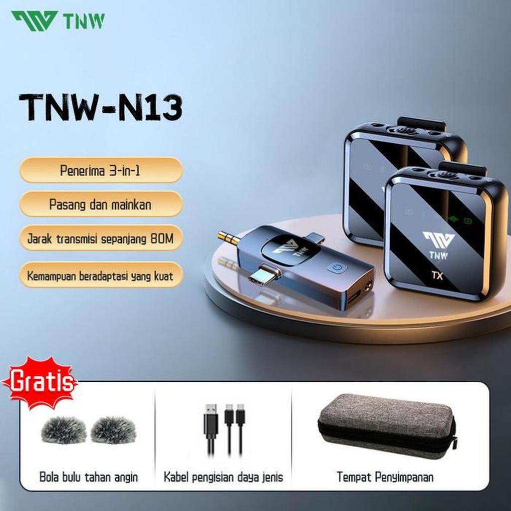 TNW N13 Wireless Microphone Clip On 2 Mikrofon Clip On Lavalier Mic Wireless Dual Mic Mikrofon Hp Ka