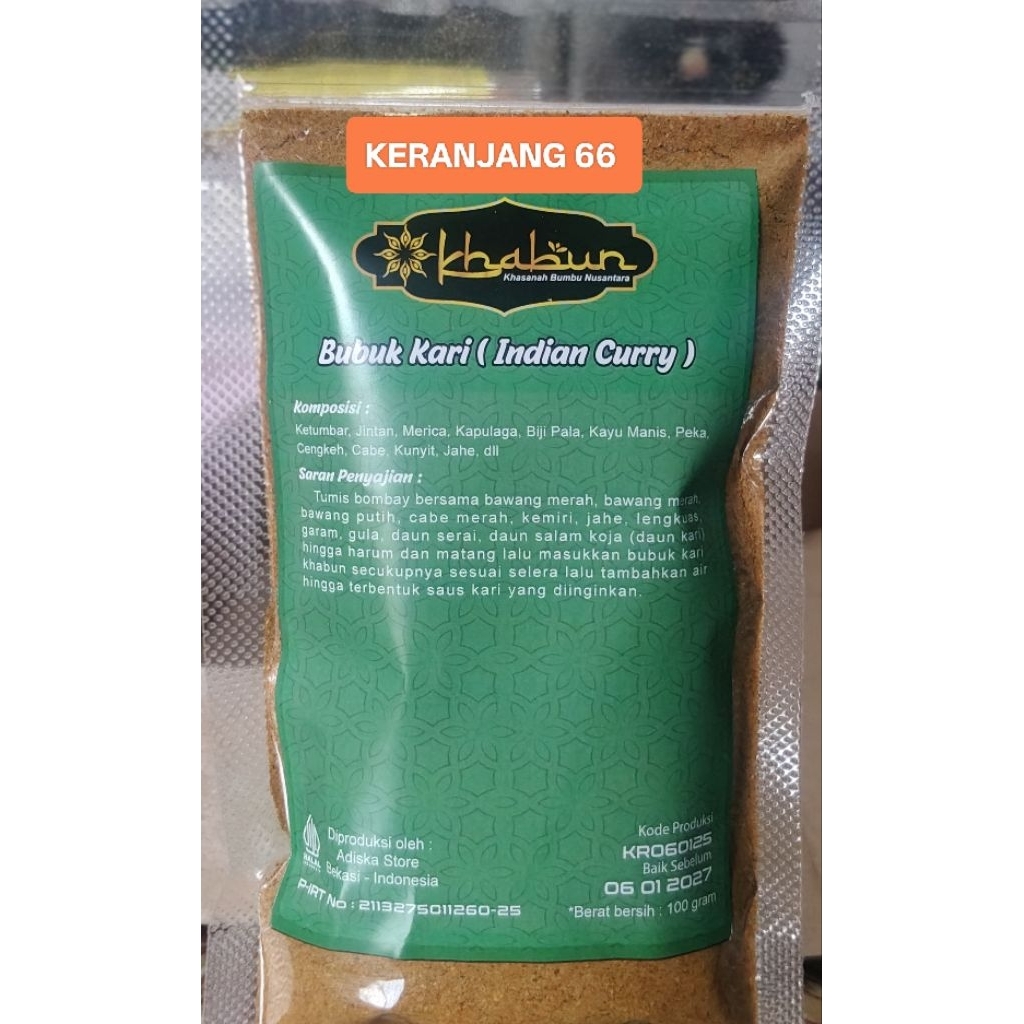 

Bubuk Kari (Indian Curry) / Kare Khabun 100 gr