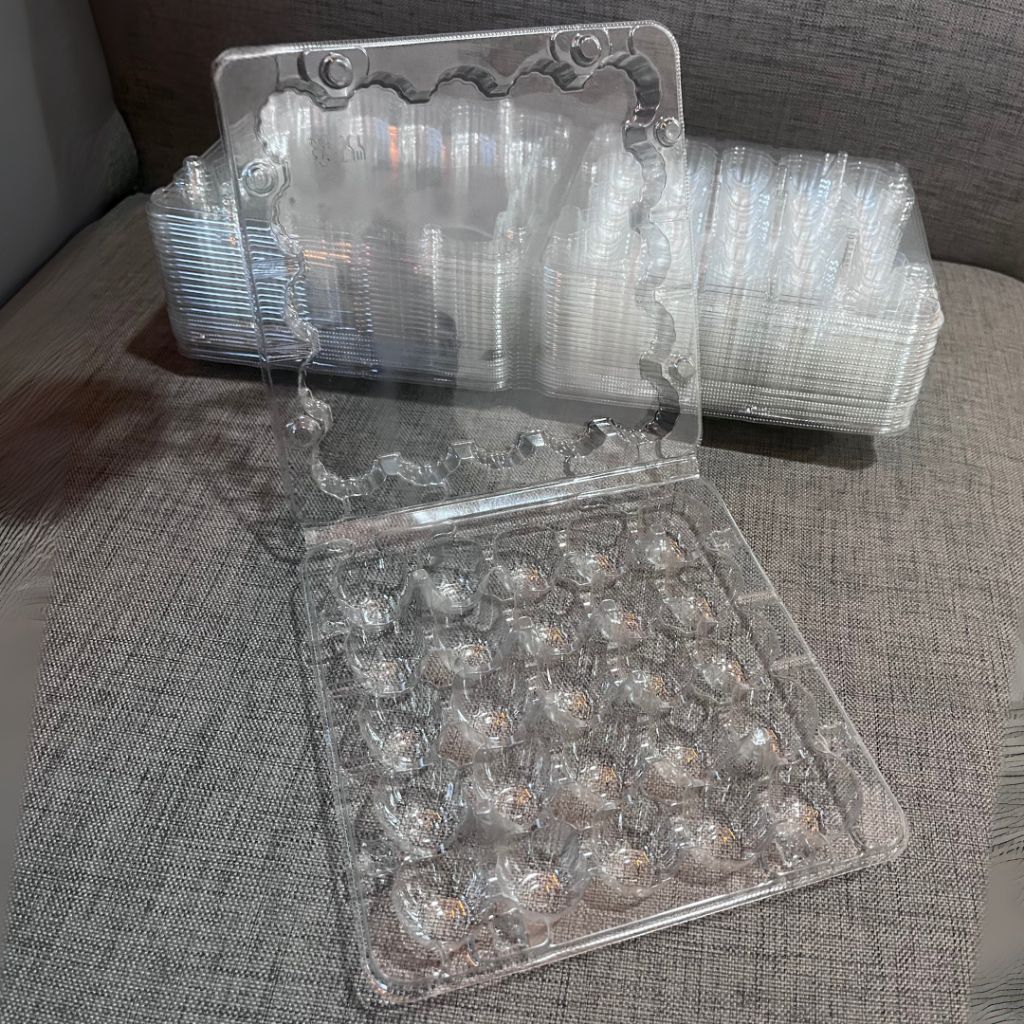 KEMASAN PLASTIK MIKA TELUR PUYUH ISI 25 LUBANG DENGAN KUNCI