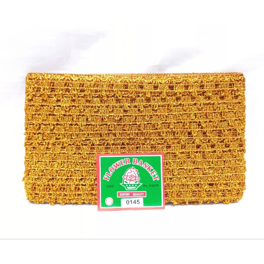 Renda 0145 / renda emas lebar 1.5 cm / renda silver kecil / renda mas & perak / renda mini / isi 18 