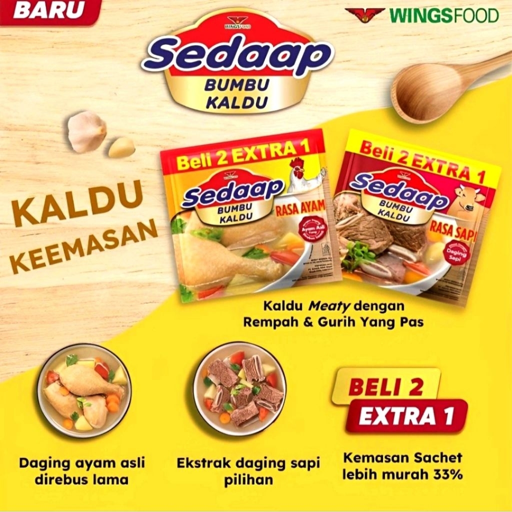 

32 Sachet Bumbu Kaldu Sedaap ( dapat 2 renceng )