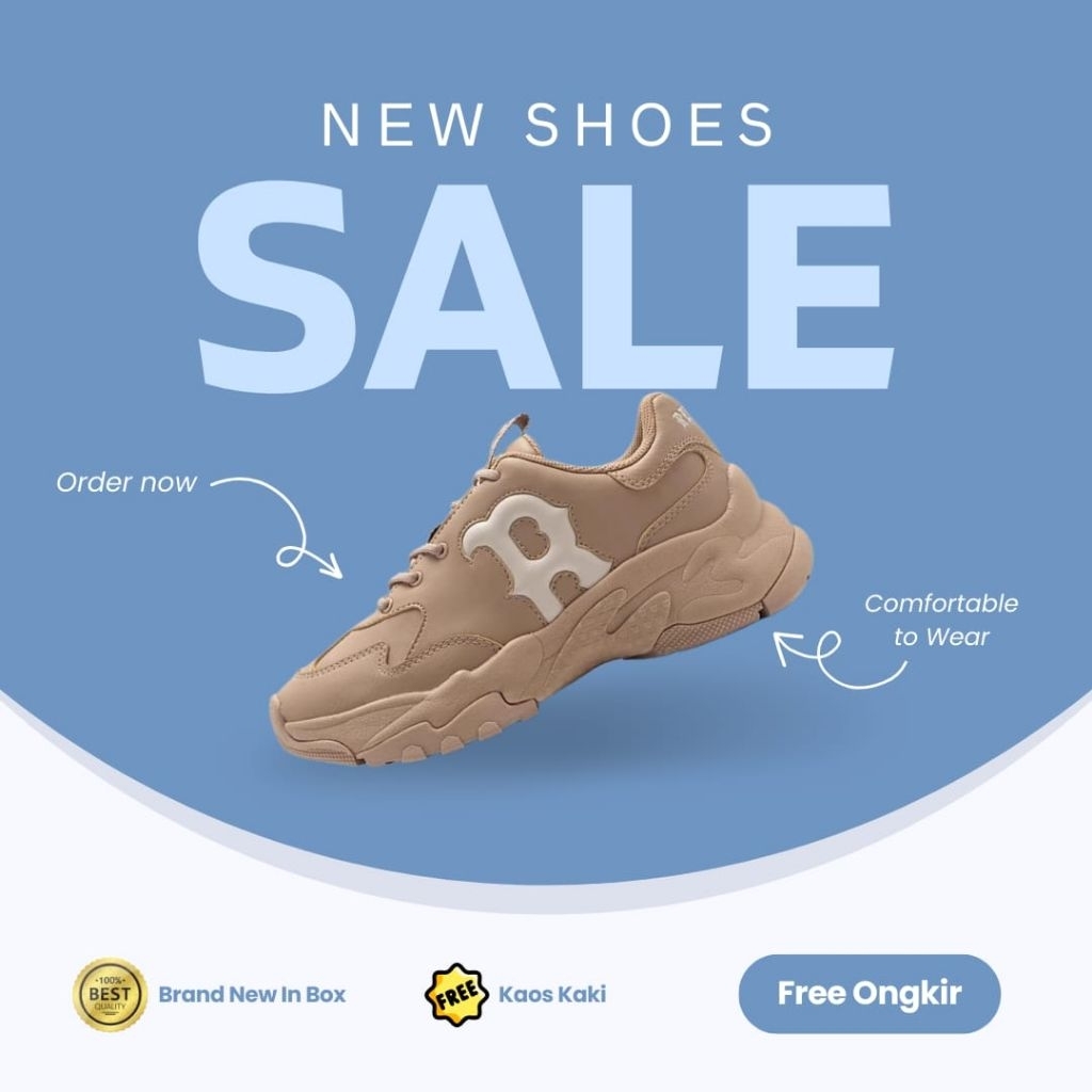 Sepatu MLB BigBall Chunky Boston Window / Free Kaos Kaki