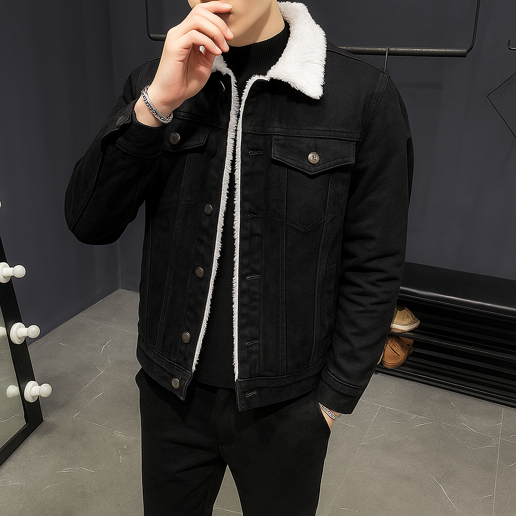 Jaket jeans SHERPA Krah bulu Jaket jeans PRIA DAN WANITA polos