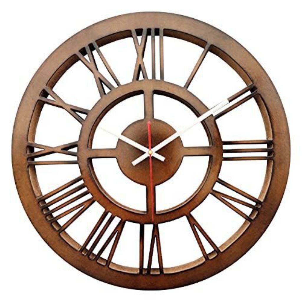 jam dinding kayu jati model romawi