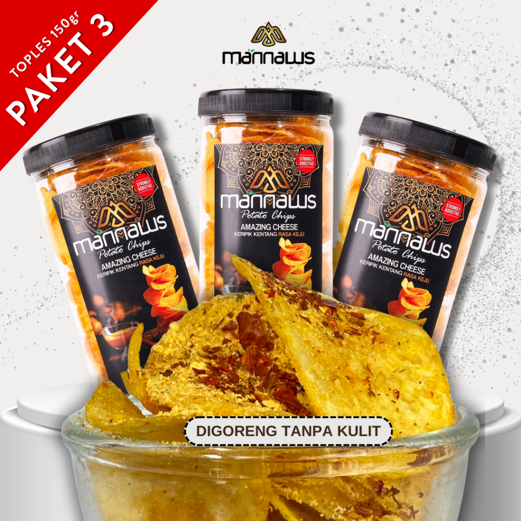 

Mannaws Potato Chips Snack Keripik Kentang Paket 3 Toples