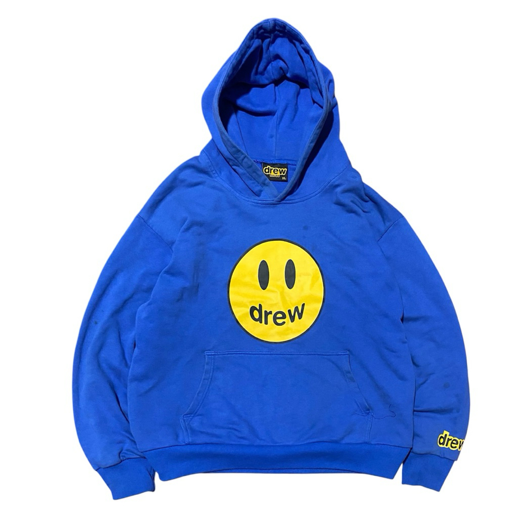 Hoodie Drew Big logo Smile Blues Vtg Limited Edition Rare second hanya 1 di dunia