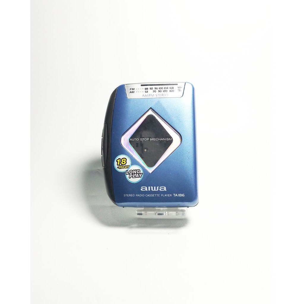 Walkman Aiwa TA186 Blue/Biru Pemutar Kaset Pita Vintage