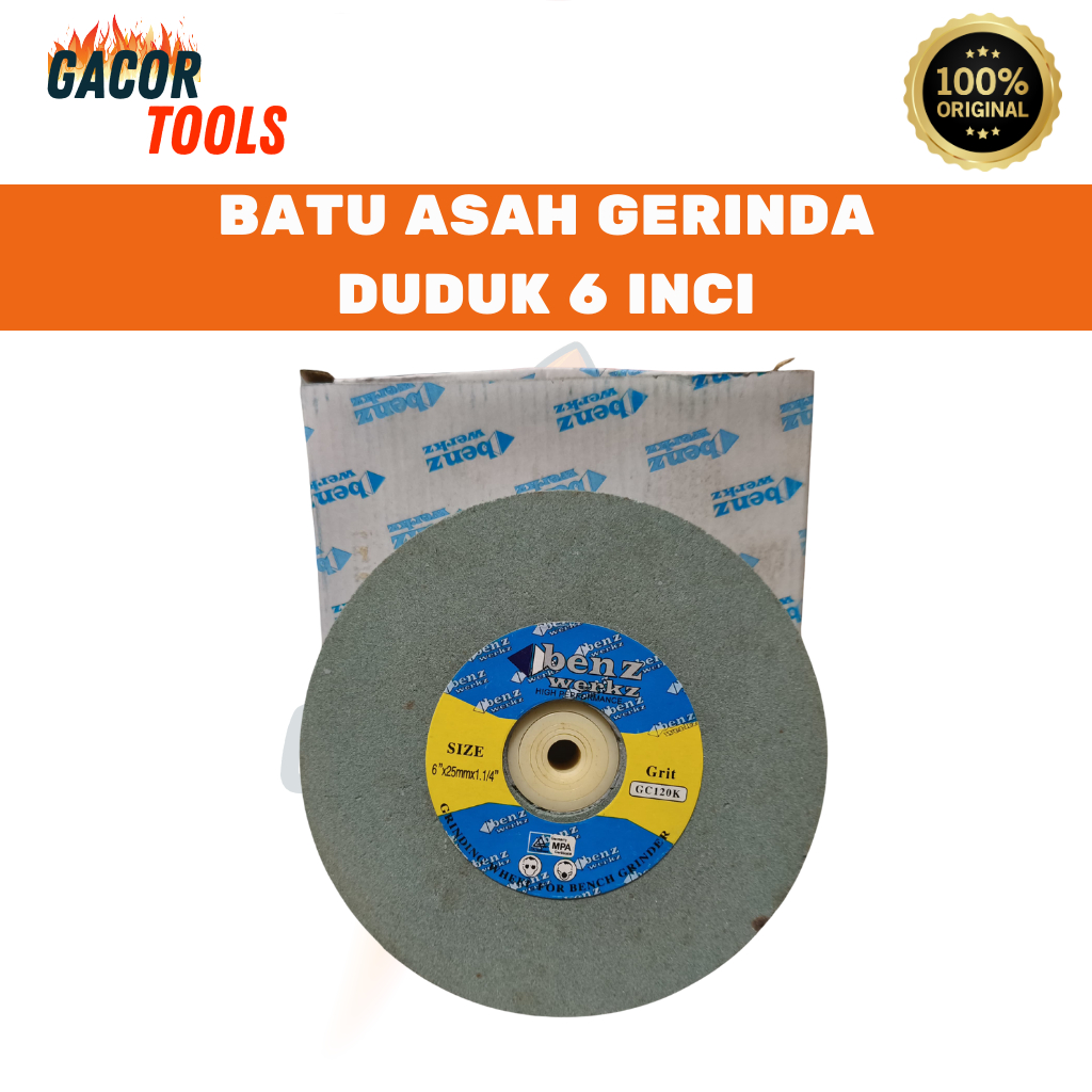 Batu Gerinda Gurinda Duduk Poles 6" Grit 100 / Batu Gerinda Asah Poles 6 Inci BENZ / Gurinda Asah Du