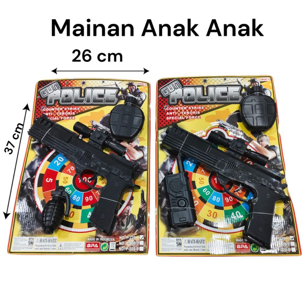 1172 Mainan Pistol Jumbo Besar Ukuran 26,5 cm / Mainan Anak Anak / Mainan Edukasi Pistol Berbunyi Te