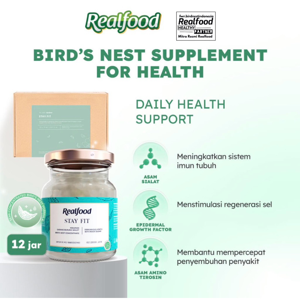 

Realfood Stay Fit 12 botol Diskon Harga Minuman Sarang Burung Walet - Botol Segel