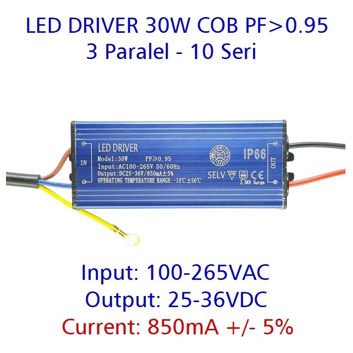 Led Driver 30W 850mA DC25-36V WP PF 0.95