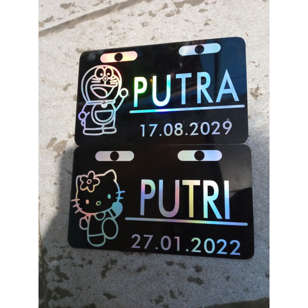 NAMA PLAT SEPEDA LISTRIK CUSTOM KARAKTER DORAEMON & HELLO KITTY AWET ANTI LUNTUR