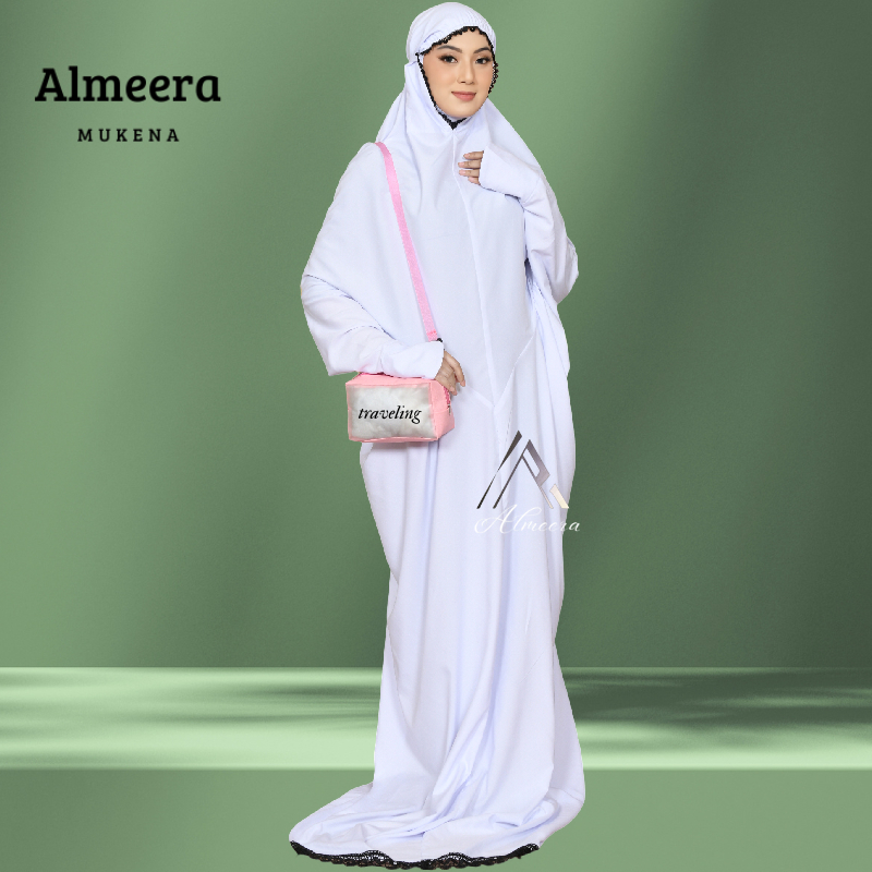 Almeera Mukena Terusan Dewasa Polos Renda Wajah & Renda Bawah Mukenah Lajuran Dewasa