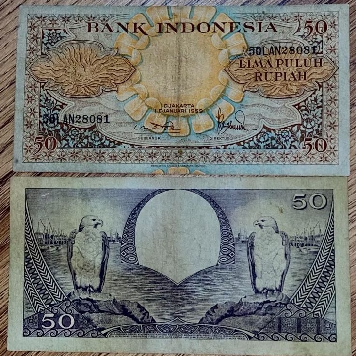 UIV39  50 Rupiah seri bunga 1959 vf