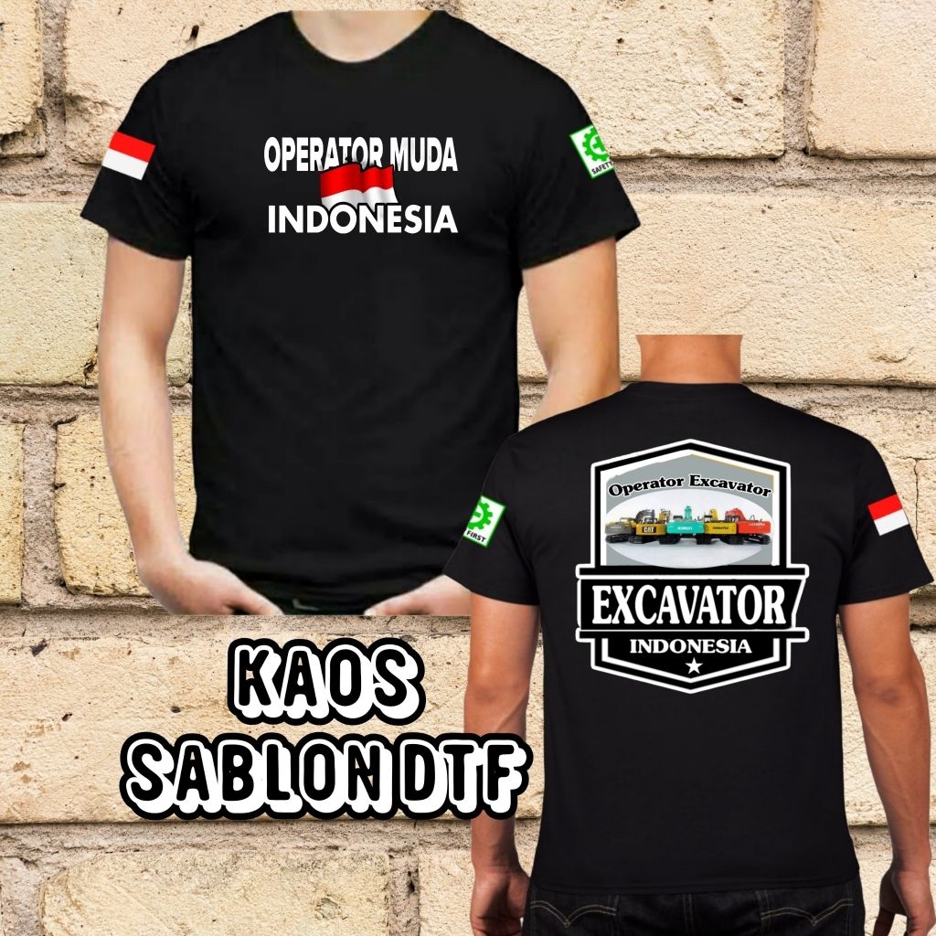 Baju kaos operator excavator sablon DTF/kaos operator muda indonesia