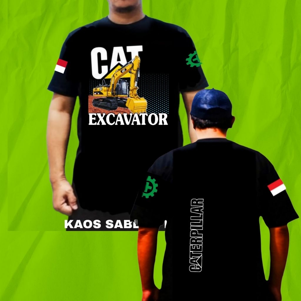 Baju kaos excavator cat sablon DTF