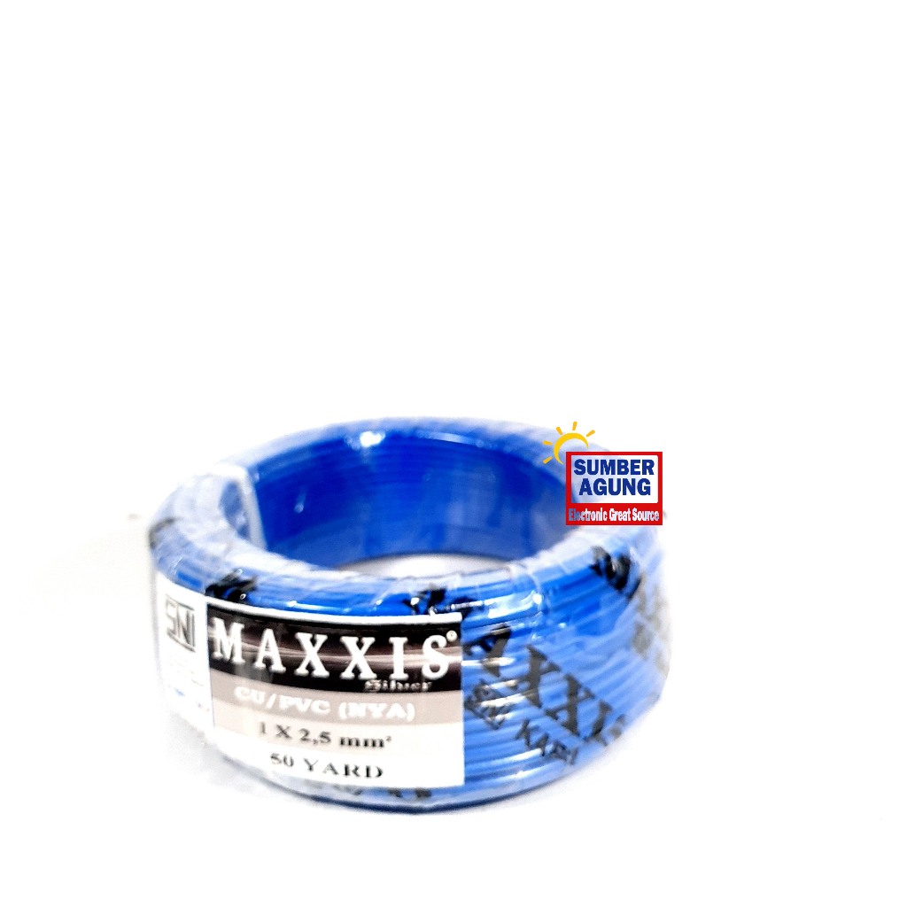 MAXXIS Kabel NYA 2.5 50 Meter Warna Silver Biru Kabel Engkel Tembaga Model Kawat Cu Asli Berkualitas