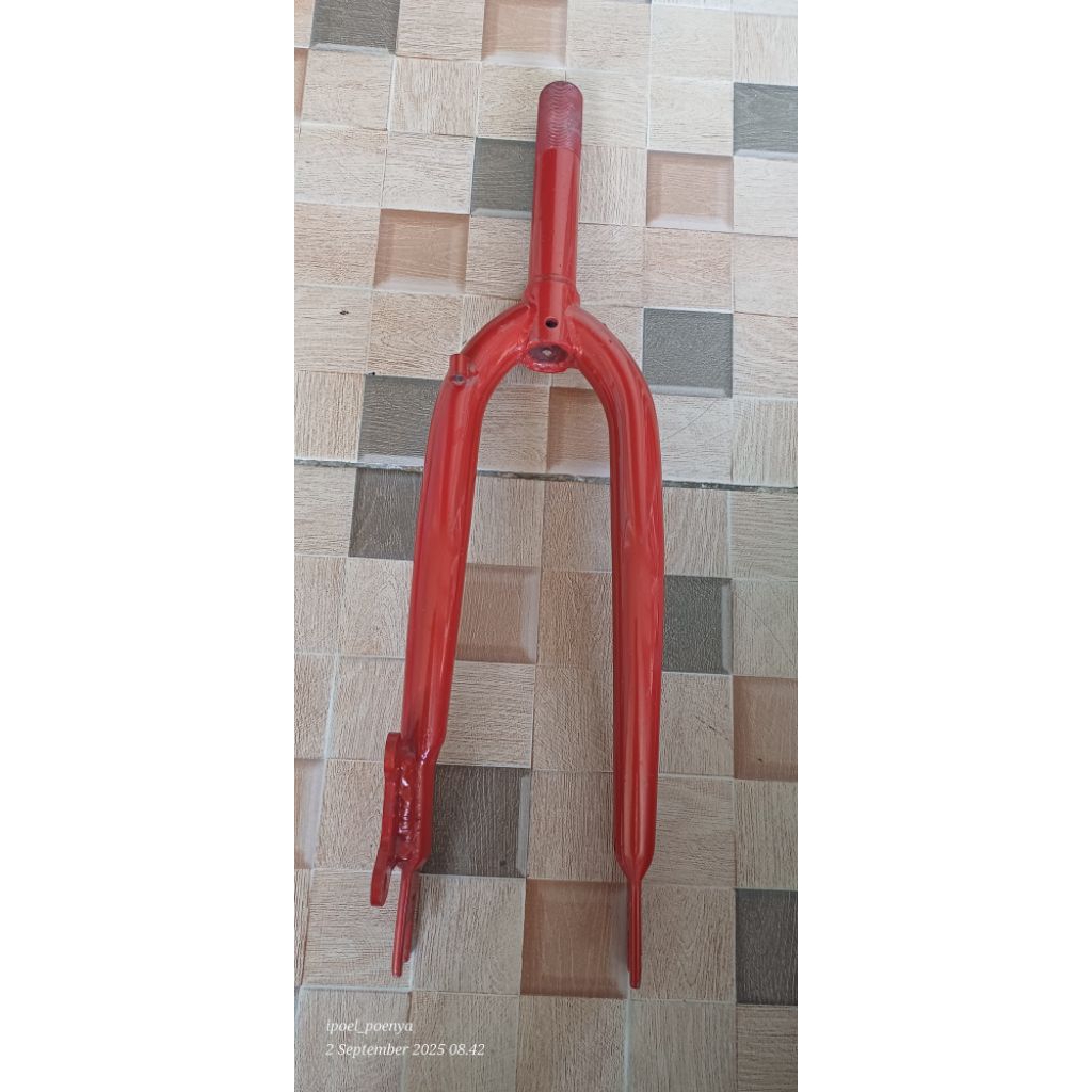 fork sepeda lipat ukuran 20 standar discbrake  repaint merah