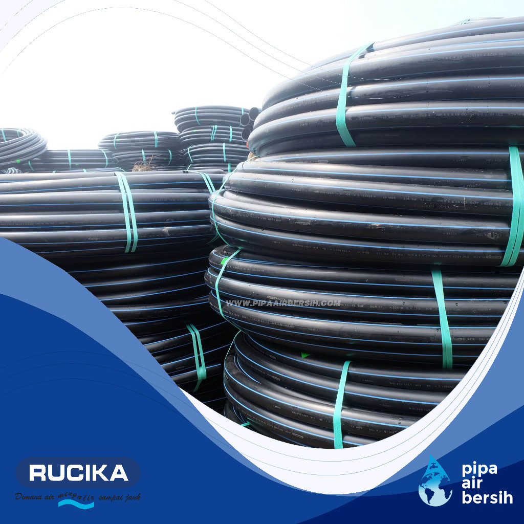 Pipa HDPE Rucika 2 inch SDR 17 PN 10 Panjang 100 meter / Rucika Black HDPE 63mm