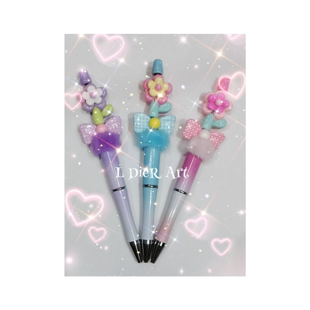 

Pulpen DIY hias manik cantik seri bunga pompom