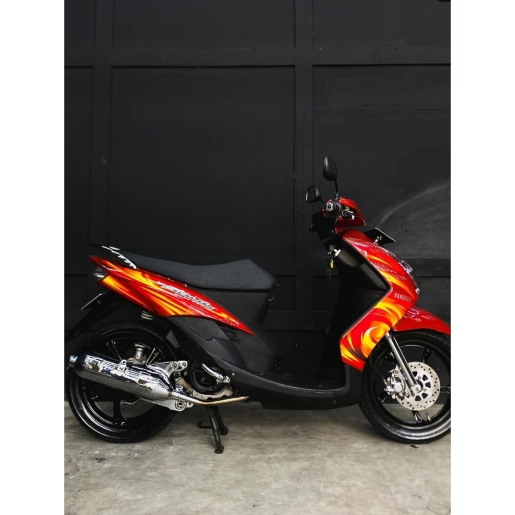 STRIPING LIS STICKER YAMAHA MIO SOUL 2007 MERAH LIS KUNING STIKER MIO SOUL MERAH TAHUN 2007
